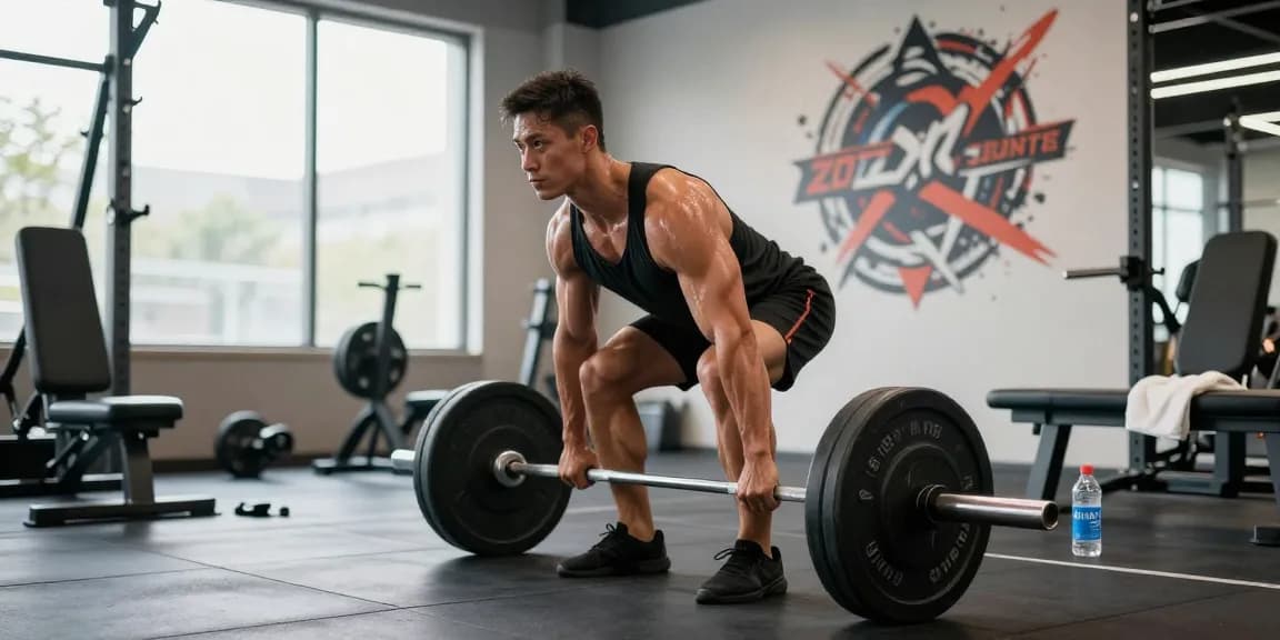 Bodybuilder lifting weights at gym showcasing Prime Pharma Steroids effects on strength training.