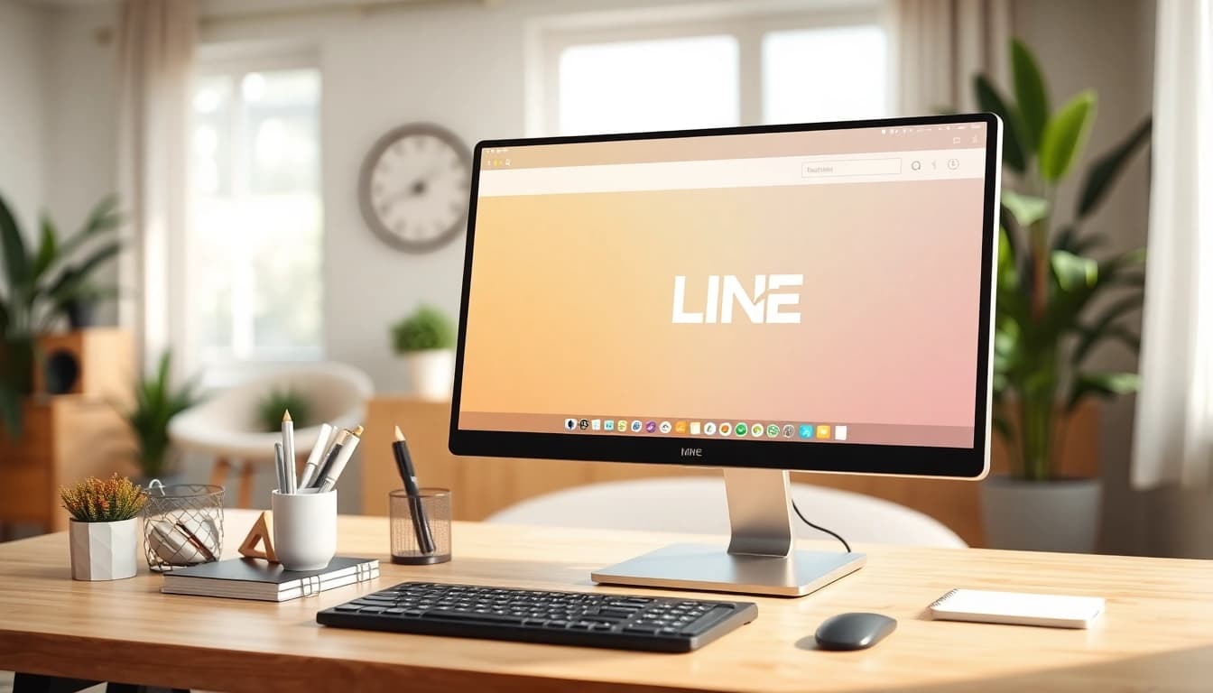 使用line電腦版的電腦桌面，呈現井然有序的工作環境。