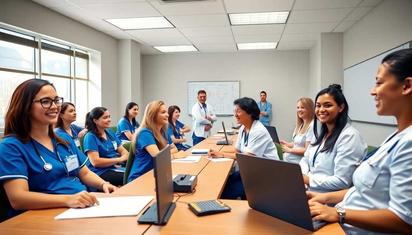 Engaged nursing students in an in person Nclex review in Houston during a dynamic class session.