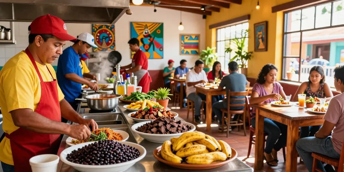 Experience delicious pabellon criollo near me in a lively restaurant with fresh ingredients and vibrant atmosphere.