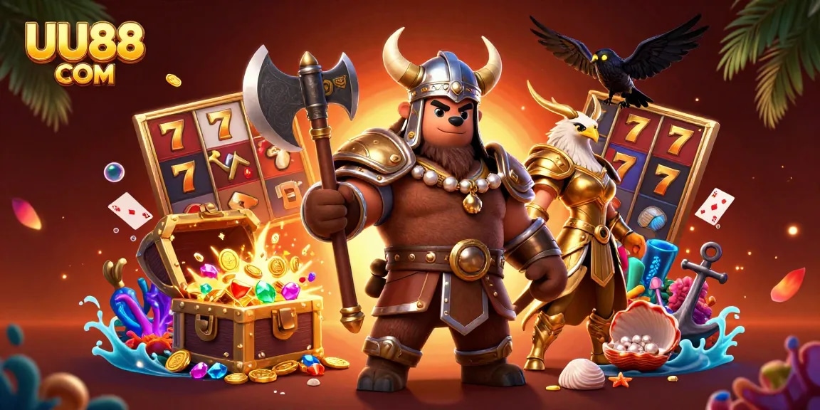 Experience thrilling gameplay at UU88 COM, showcasing a vibrant Viking-themed casino adventure.
