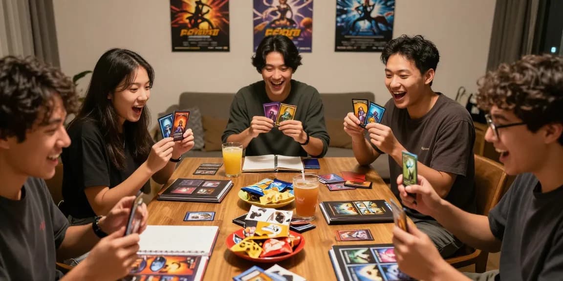 オリパおすすめランキングを楽しむ友人たちが集まる賑やかなシーン