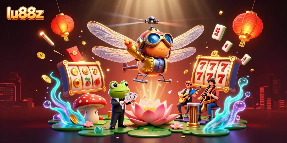 Engage in thrilling adventures at lu88z with exciting slot reels and vibrant casino scenes.