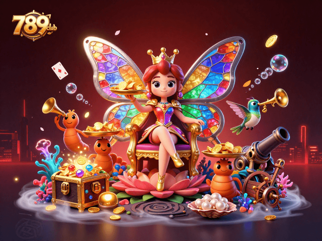 Experience the thrilling world of 789club, expressing vibrant colors and gambling excitement in a dynamic scene.