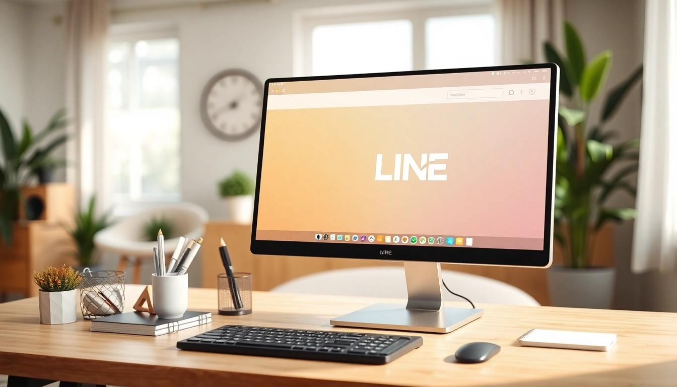 使用line電腦版的電腦桌面,呈現井然有序的工作環境。