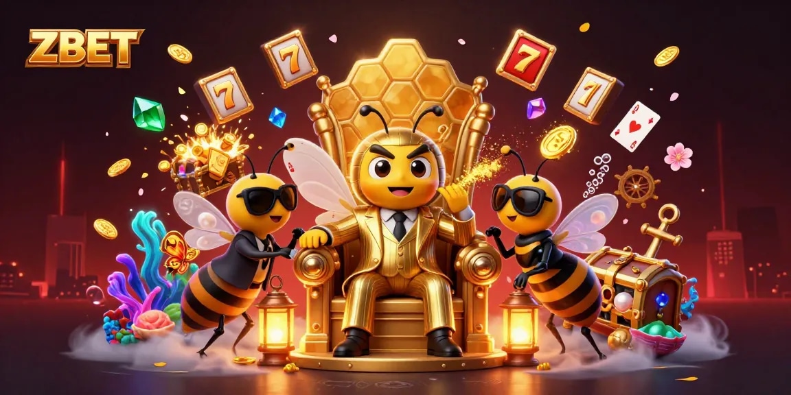 ZBET brings excitement to life in a vibrant casino world with animated characters and dazzling slot elements.