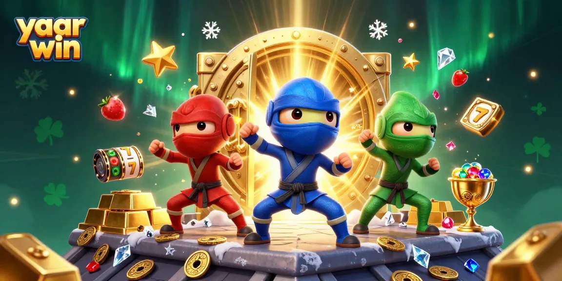 Experience thrilling wins at yaar win with colorful ninja chameleons amidst gold and slot games.