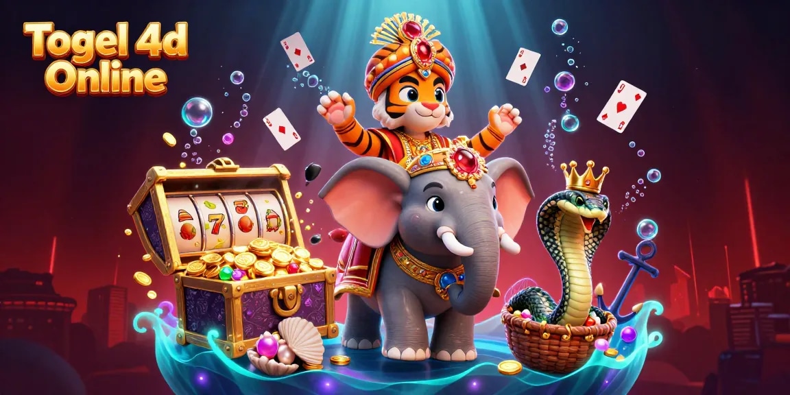 Experience the thrill of Togel 4d Online in a vibrant gambling scene with a maharaja and casino elements.