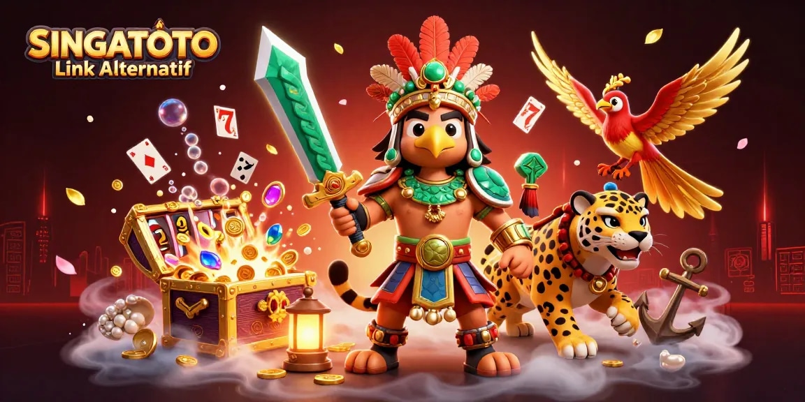 Berpartisipasi dalam permainan SINGATOTO Link Alternatif yang mengasyikkan dengan elemen slot yang menarik dan karakter petualang.