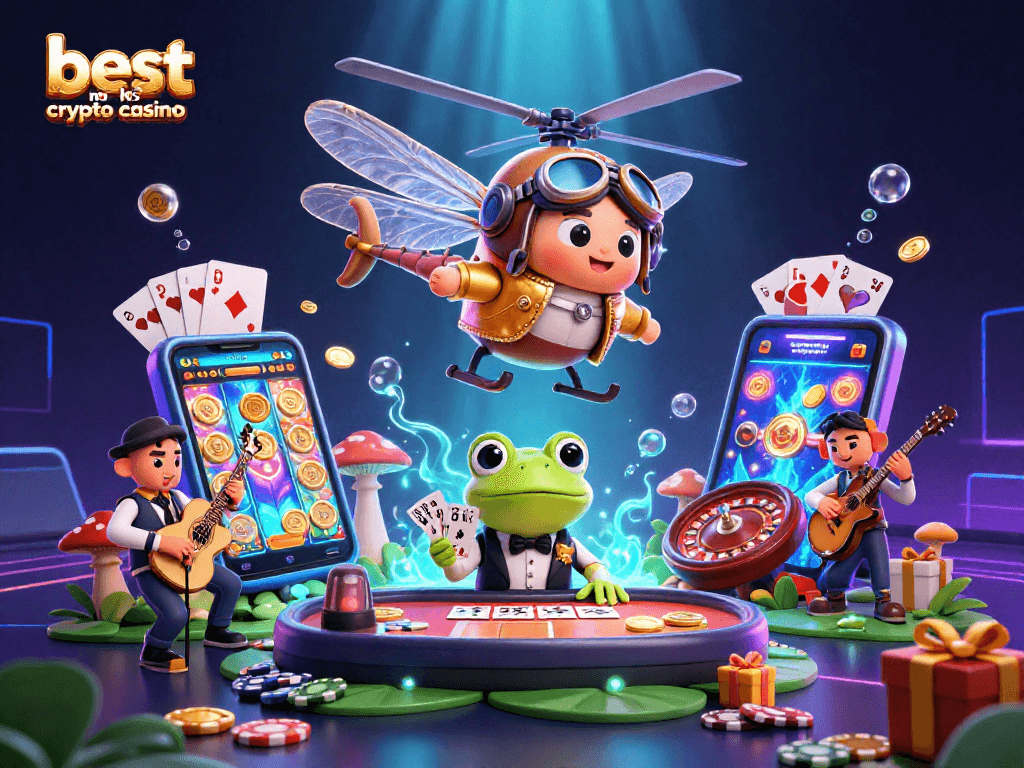 Experience the thrill at the best no kyc crypto casino with vibrant gaming elements and lively characters.