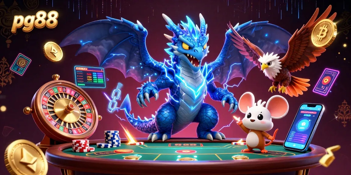 Engage in thrilling experiences with pg88's dynamic live betting action featuring a thunder dragon and a fierce hawk.