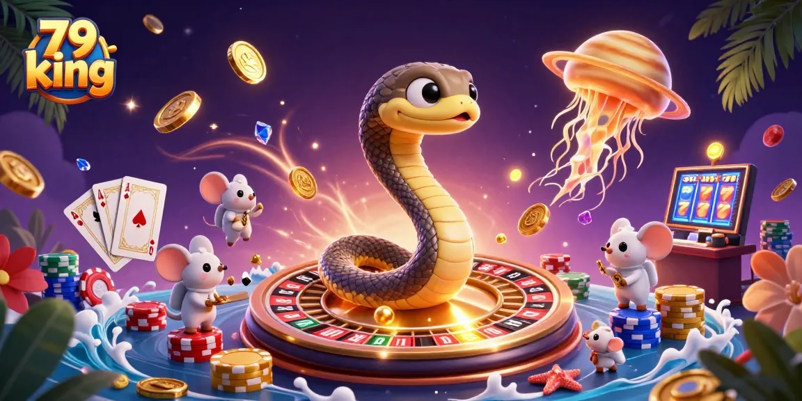 Experience vibrant gambling excitement with 79 king as cosmic characters engage in thrilling bets.