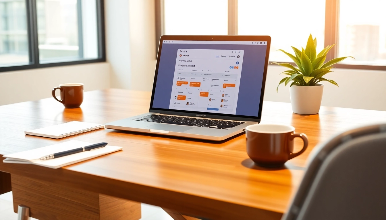 Best AI scheduling assistant interface displayed on a modern laptop in a professional setting.