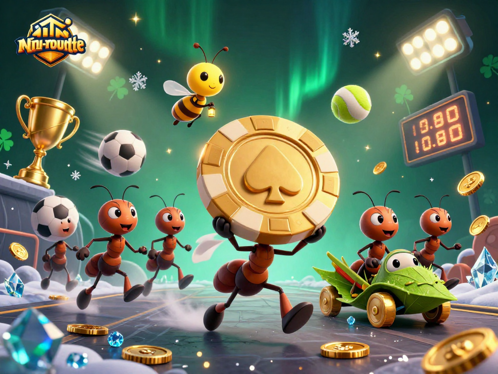 Experience the thrilling mini-roulette with gold poker chips and engaging visuals from a fun 3D illustration.