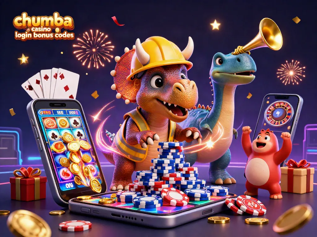 Join the celebration of winning with chumba casino login bonus codes as characters cheer in a colorful casino scene.