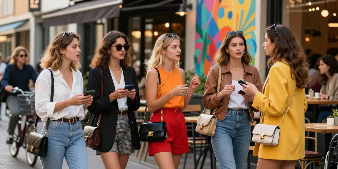 Khung cảnh gái gọi trẻ trung và phong cách với hoạt động giao lưu tại phố xá.