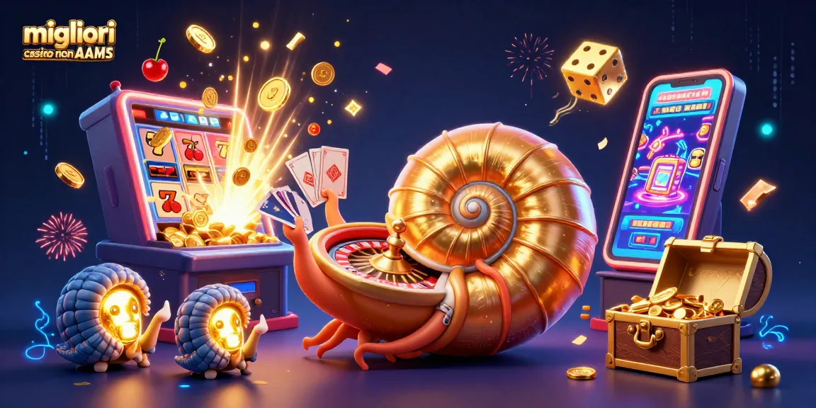 Migliori casino non AAMS in un'illustrazione 3D con un nautilus gigante che gira una roulette e simboli di giochi volanti
