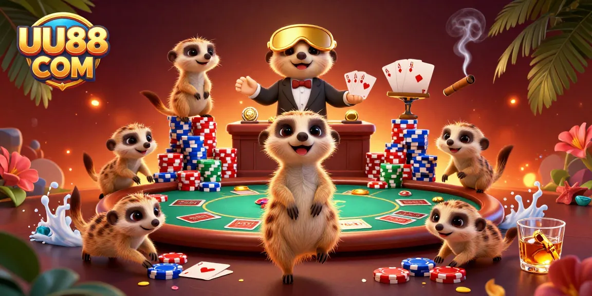Experience the excitement at UU88 COM with lively meerkats running a casino operation.