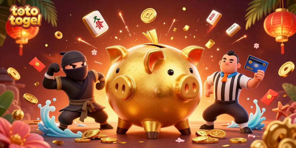 Experience the thrill of toto togel with lively characters and vibrant casino elements in an action-packed scene.