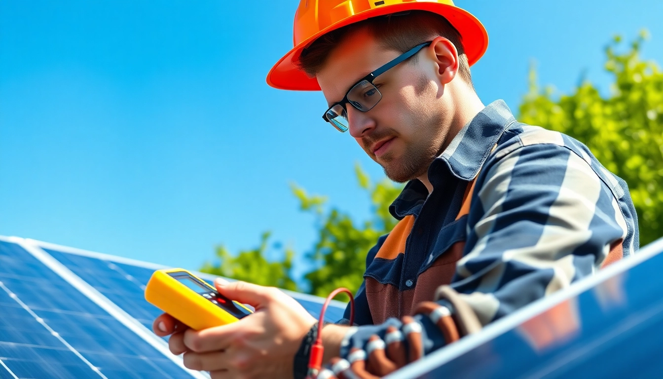 Technician performing solar maintenance in New Jersey ensure efficiency and longevity of the solar panels.