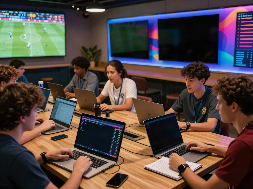 WWBOLA sports betting scene with diverse participants analyzing soccer odds