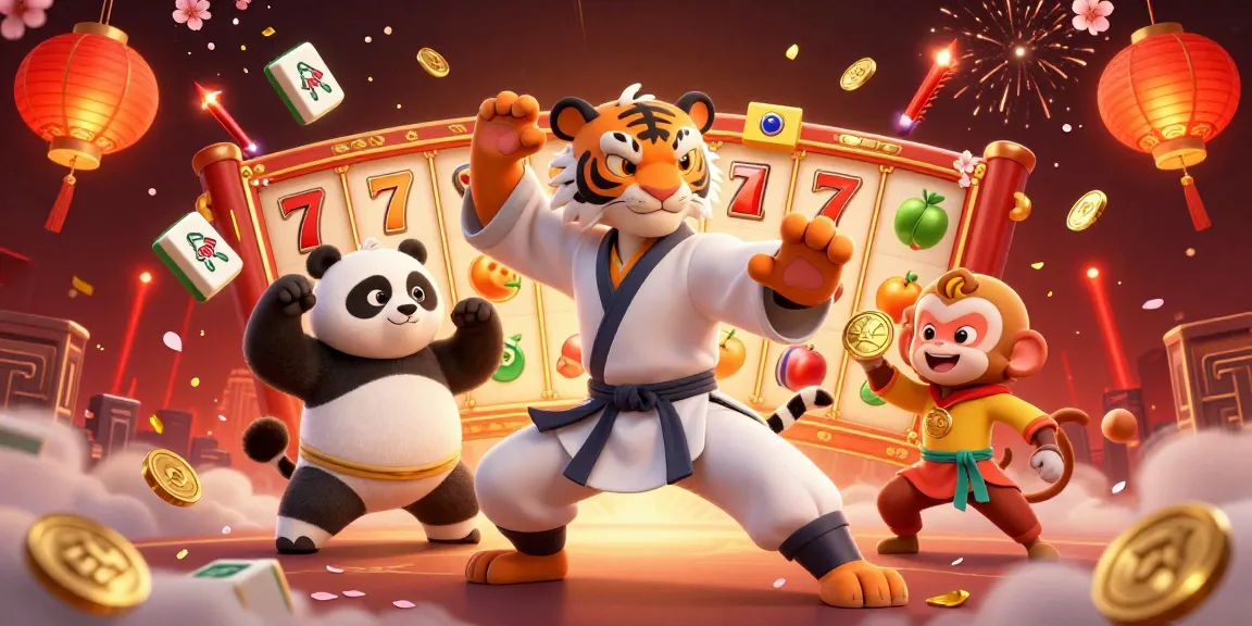 Engaging 3D illustration of a kung fu master showcasing slot pulsa excitement with vibrant game elements.