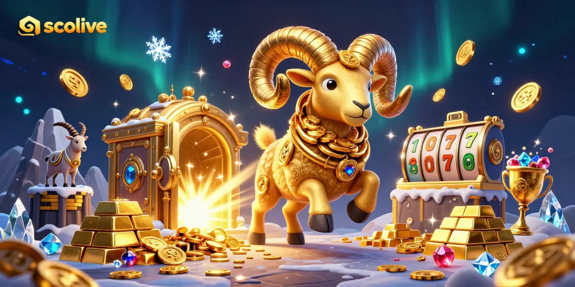 Socolive showcases rich casino elements with a golden ram charging through vibrant gambling treasures.