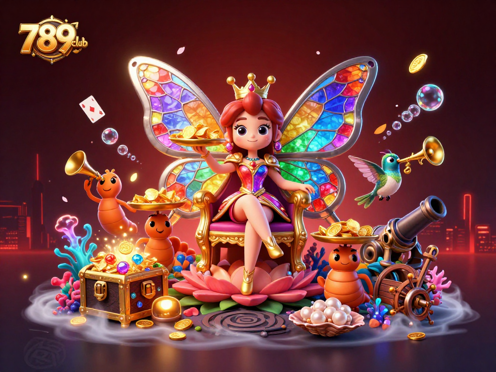 Experience the thrilling world of 789club, expressing vibrant colors and gambling excitement in a dynamic scene.