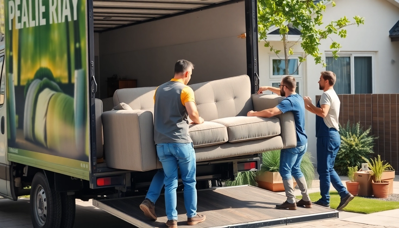 Efficient furniture removal and disposal by a professional team in a residential area.
