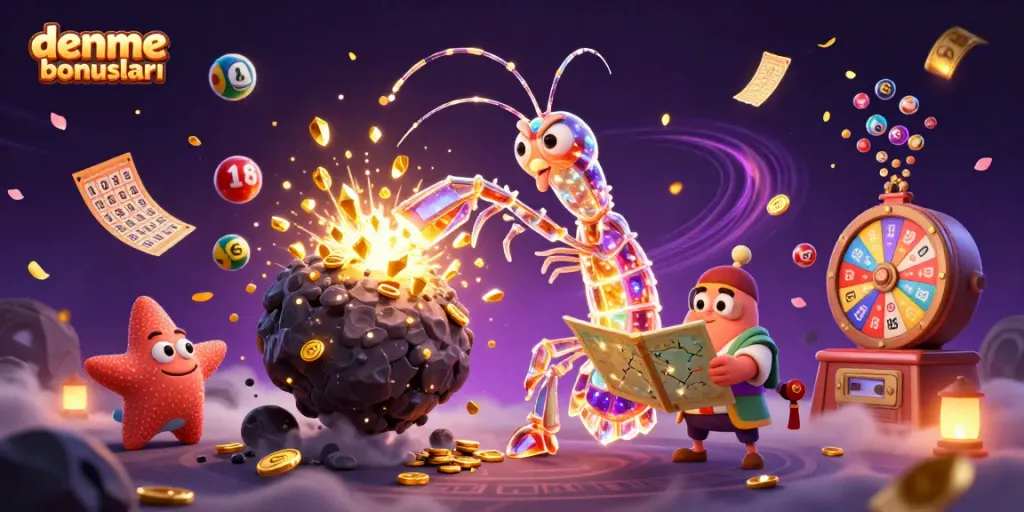Win exciting bonuses with deneme bonusları in a vibrant, action-packed casino scene.