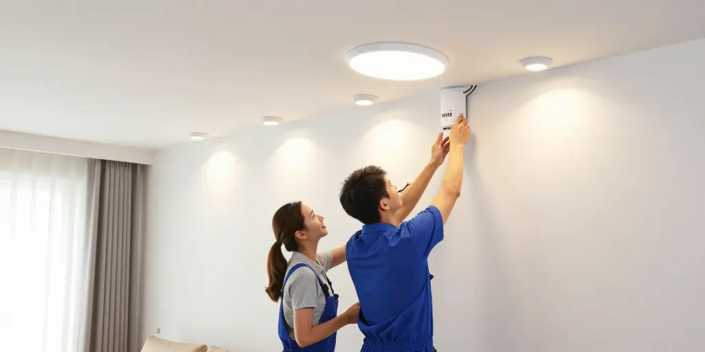 Aplica led senzor montată de profesioniști în servicii locale de încredere.
