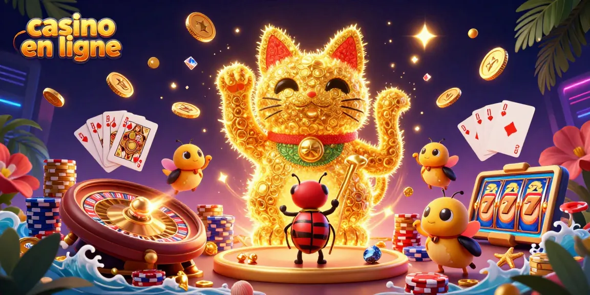 Vivez l'excitation du casino en ligne avec un chat porte-bonheur féérique attirant des récompenses scintillantes.