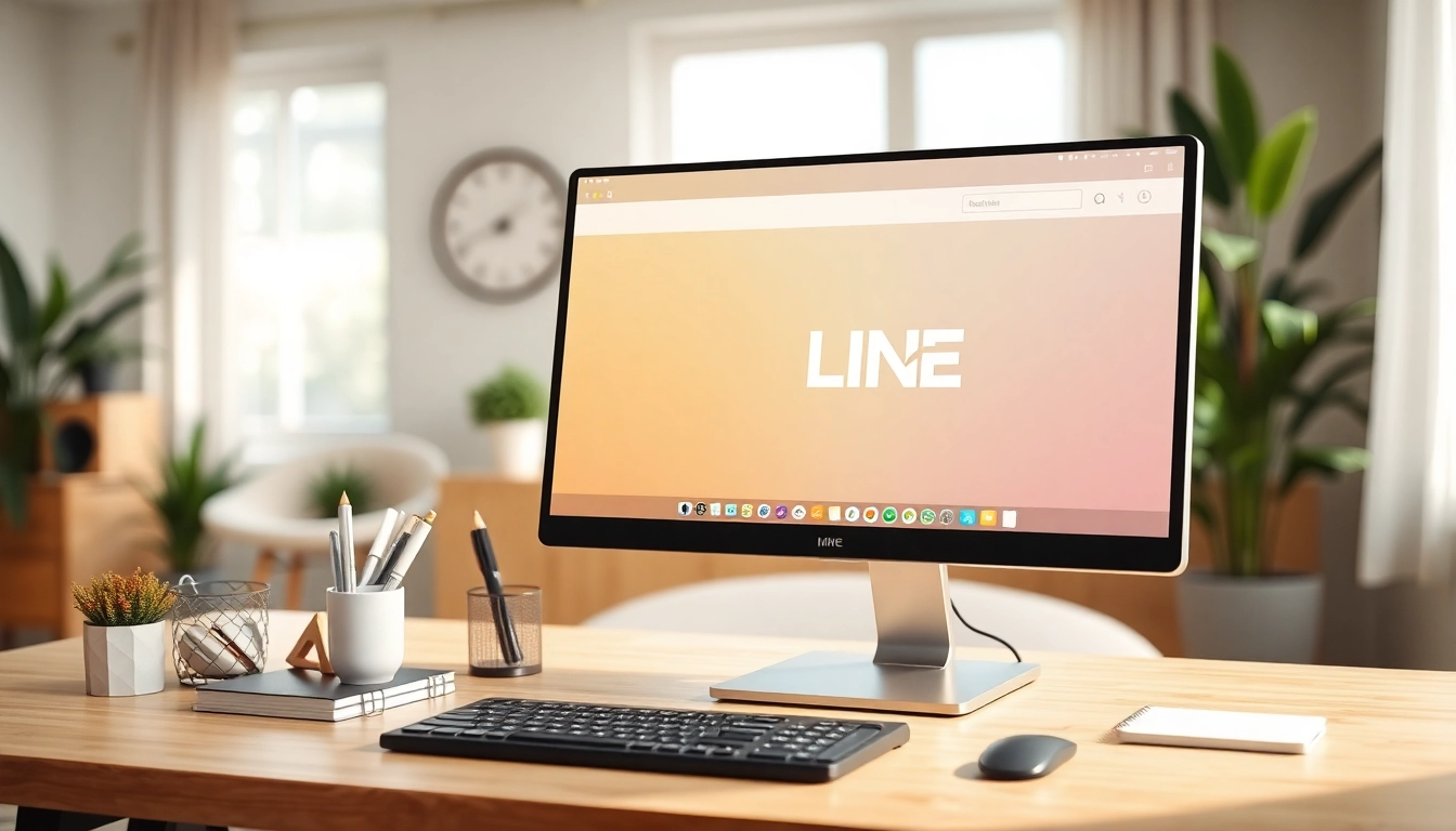 使用line電腦版的電腦桌面，呈現井然有序的工作環境。