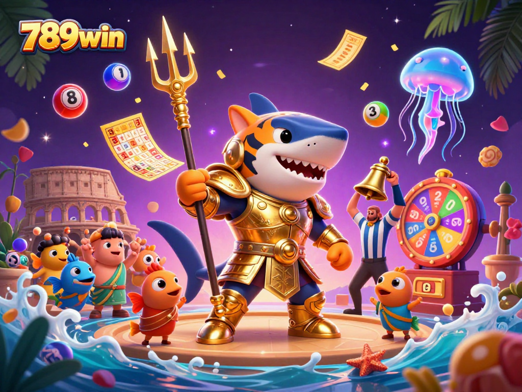 Experience thrilling wins at 789win with a vibrant underwater casino scene featuring exciting games and characters.