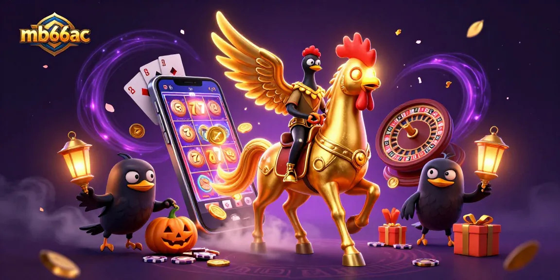 Engage with mb66ac as golden rooster symbols spin in a vibrant casino scene.