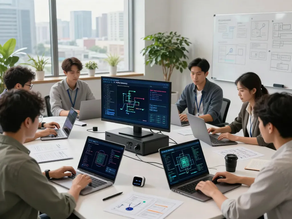 Engineers collaborating on AI infrastructure, showcasing the AI Token Economy in action.