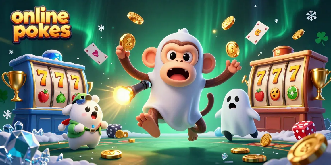 Enjoy exciting online pokies action with a mischievous monkey juggler in a haunted casino scene.