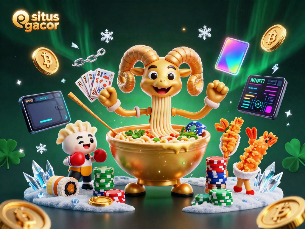 Experience excitement at situs gacor with vibrant casino characters amidst glowing coins and dynamic elements.