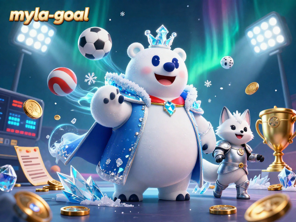 Engage with the dynamic energy of myla-goal in this vibrant ice-themed casino scene.