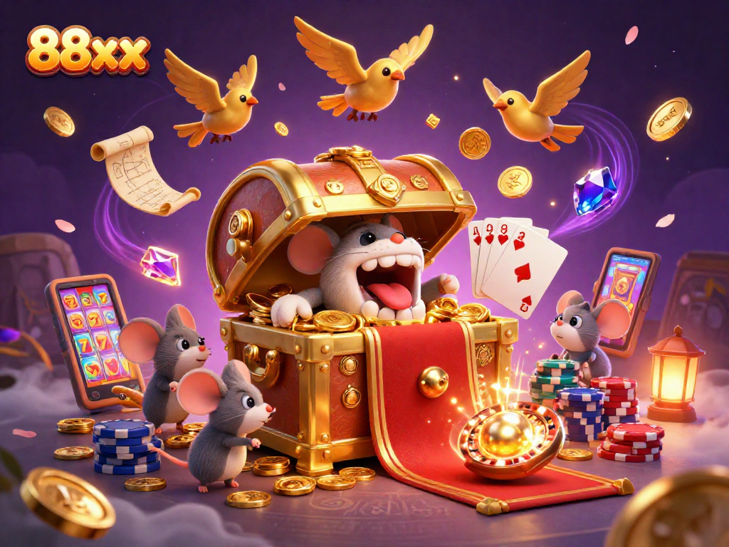 Engage in thrilling gameplay at 88xx with winning strategies illustrated in a 3D casino scene.