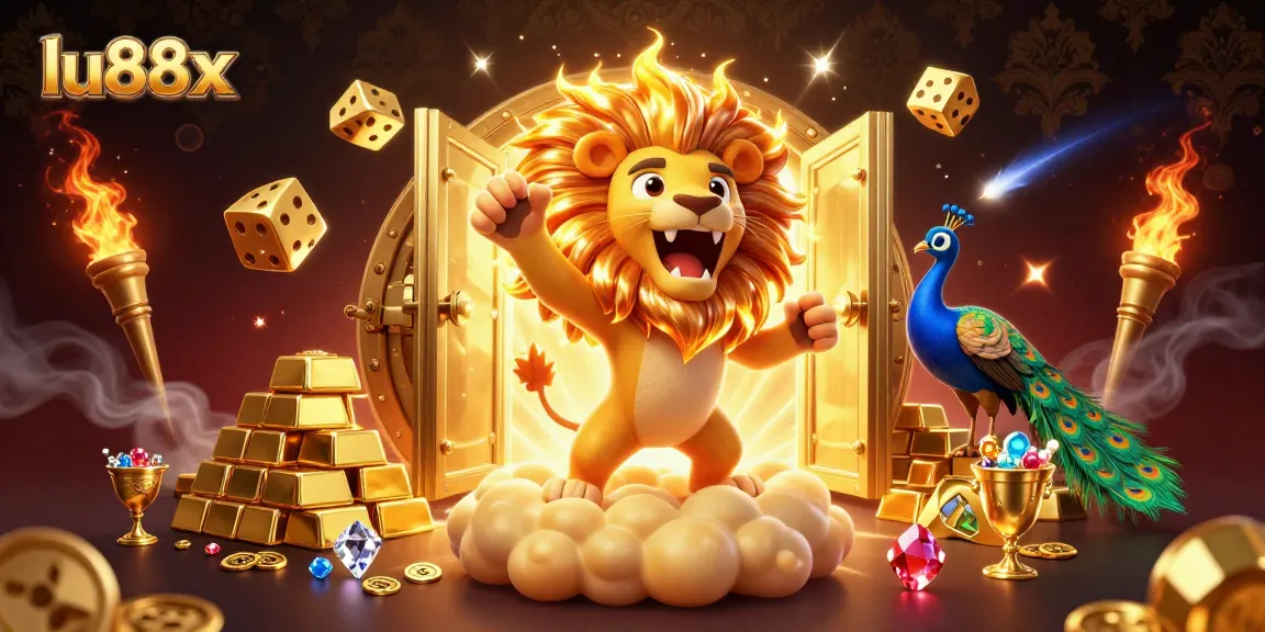 lu88x captures the excitement of winning with a roaring sun lion and dynamic casino elements