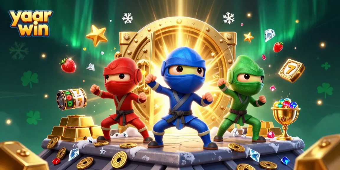 Experience thrilling wins at yaar win with colorful ninja chameleons amidst gold and slot games.
