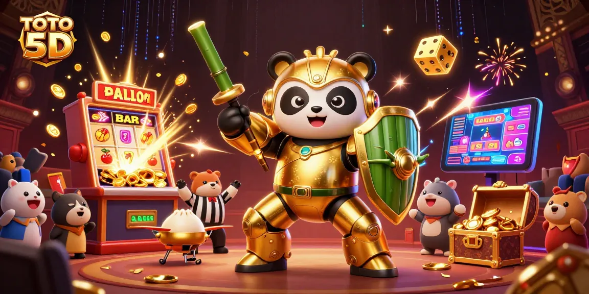 TOTO 5D explosion of excitement with golden panda robot amid casino games and jackpots