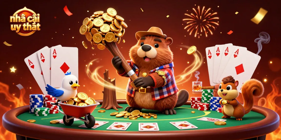Engaging scene showing nhà cái uy tín with cartoon characters in a vibrant casino environment promoting excitement.