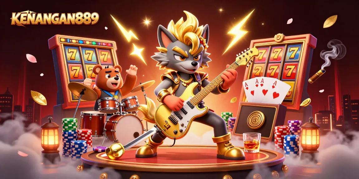 Experience high-stakes fun with KENANGAN889 slot action featuring vibrant characters and lively casino elements.