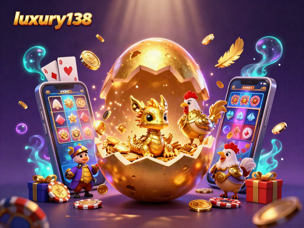 luxury138 menampilkan naga emas dalam sarang chip poker, menang besar di kasino online