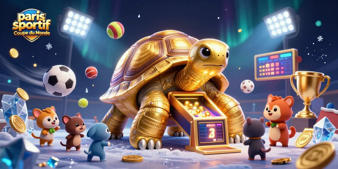 Découvrez des paris sportif Coupe du Monde avec des animaux amusants jouant sur une tortue géante en pinball.