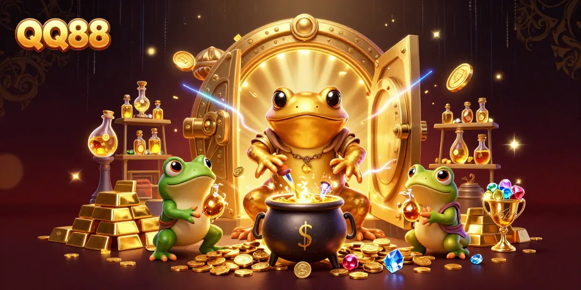 Join the excitement at QQ88 casino with a lavish 3D illustration of alchemists creating treasures!
