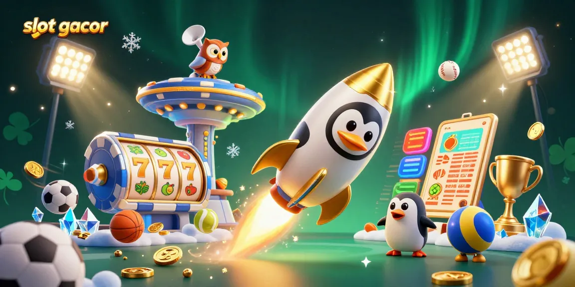 Experience high-energy slot gacor action with a golden penguin and dynamic gaming elements.