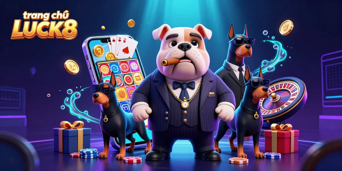 Experience thrilling games on trang chủ LUCK8 with a vibrant 3D illustration featuring an engaging casino scene.